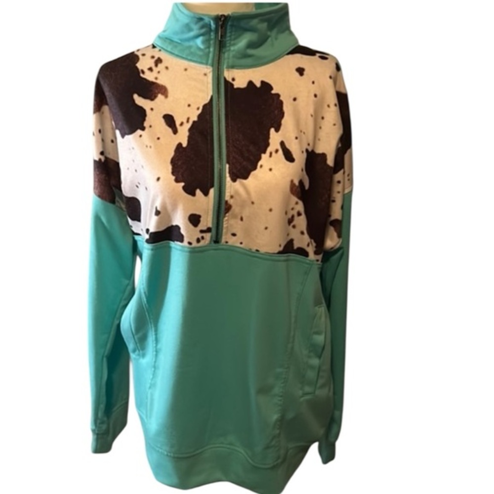 Cow print track jacket size M